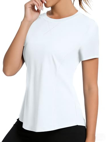 iWoo Women's Gym Tops Workout Running Yoga Sports Shirts Short Sleeve Quick Dry Athletic UPF50+ Sun Protection T-Shirt