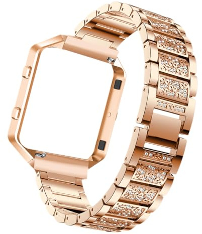 HOOWIFFY Metallklockarmband för Hr med Diamantinfattning Hållbar och Bekväm Armbandsrem i Roséguld Stilfullt Klocktillbehör för Dagligt Bruk och Ersättning av Urarmband