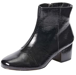 Comfortview Sidney Bootie Short Ankle Boot Low Heel Women's Winter Shoes (Wide Widths Available) - 7 WW, Black Patent (Wide Widths Available)