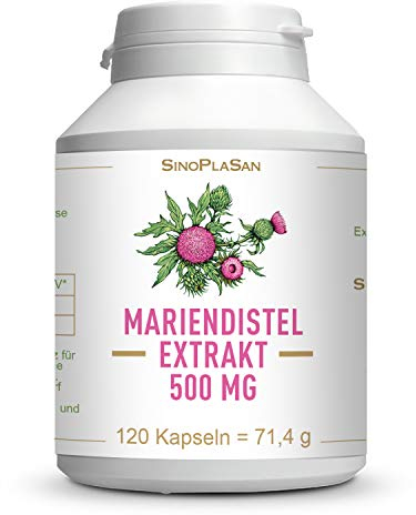 Mariendistelextrakt 500 mg Kapseln | 400 mg Silymarin (80%) pro Kapsel) | 120 Kapseln | silybum marianum | hoch dosiert | Made in Germany