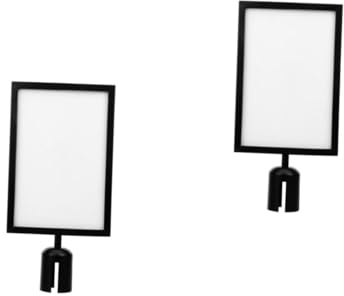STOBOK Stanchion Sign Holder with Retractable Belt Vertical Portrait Display Frame for Queue Barrier Metal Barrier Post Sign Frame for Airport and Office Guidance 17.32X8.66X5.12 Inch Pack of 2