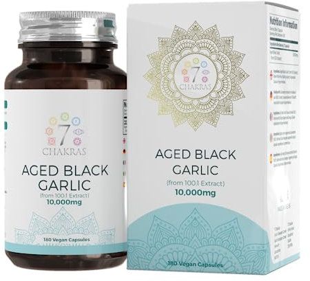 7C Schwarzer Knoblauch Kapseln | 180 hochdosierte Kapseln Black Garlic, geruchlos – 10.000 mg Knoblauch Extrakt pro Kapsel | Gentechnik-, gluten- und allergenfrei | Hergestellt in Großbritannien