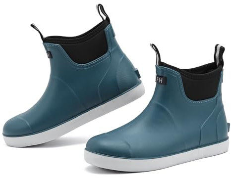 Rumkok Gummistiefel Herren Halbhoch, Grundlegend Wasserdicht Atmungsaktiv Stiefeletten, Anti-Rutsch Mode PVC Schwarz Chelsea-Stiefel, Gummistiefel Herren, Blau, 40 EU