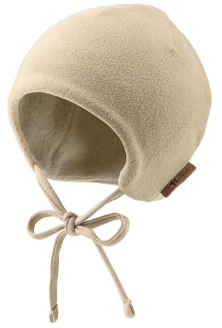Sterntaler Beanie Fleece – warme Unisex Babymütze mit Ohrenklappen & Bindeband – kuscheliges Microfleece mit Baumwollfleece-Futter - Bequeme Wintermütze - ab Geburt – beige, Größe 35