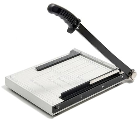 JIELISI A4-Papierschneider aus Metall, Schneidleistung bis zu 10 Blatt, 12 Zoll Schnittlänge, manueller Hochleistungs-Papierschneider mit Sicherheitsschutz und Klingenverriegelung, für Papier, Foto