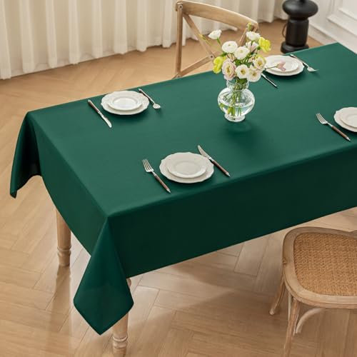 Moonooda Tischdecke Grün Waschbar, 100X140cm Tischdecken Tischtuch aus Polyester, Leicht wasserabweisend mit Lotuseffekt, Dauerhaft Kratzfest für Haus, Hochzeiten, Party