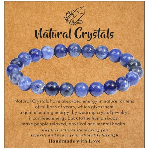 Sahoottie Blue Sodalite Bracelet Crystal Bracelets for Women 8mm Bead Bracelets for Women Blue Bracelet Jewellery