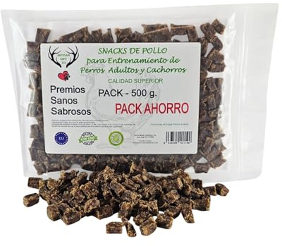 ARTISAN GIFT CO Premietti per Cani Addestramento – 100% Carne Saporita - Snack disidratato per cani - Adatto alla Dieta Barf - Cubetti di pollo - 500 gr