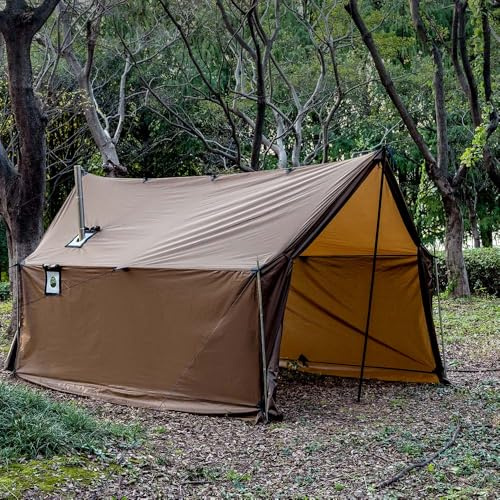 Tente hamac avec Ouverture de poêle, Tente d'hiver pour 3-4 Personnes, Grand Espace, Tente Chaude pour Camping, randonnée (Marron)