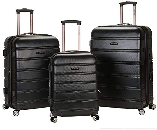 Rockland Melbourne Hardside Expandable Spinner Wheel Luggage, Black, 3-Piece Set (20/24/28)