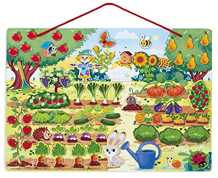 Janod - Mein Magnetischer Garten - Lernspielzeug aus Holz für Babys und Kleinkinder - 70 Magnete enthalten - Ab 3 Jahren, J05463