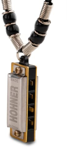 HOHNER Mundharmonika, Mini Mundharmonika, C, mit Halskette, schwarz