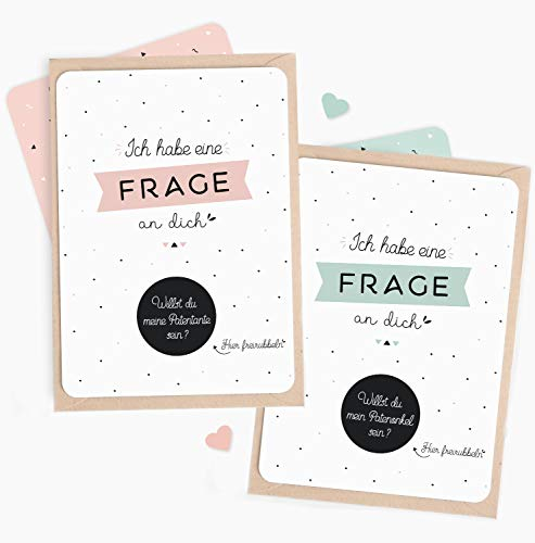 Manahia Rubbelkarten Patentante und Patenonkel Set - 2 Stück - Willst du meine Patentante sein ? + Willst du mein Patenonkel sein ? Rubbellose Karte - Patenonkel fragen - Patentante fragen