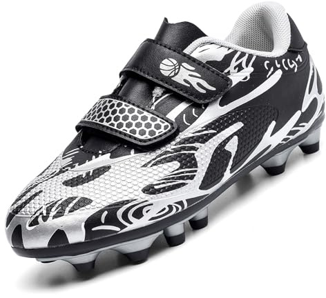 Unitysow Fußballschuhe Jungen Professionelle Fussballschuhe Kinder Athletics Trainingsschuhe Sportschuhe Mädchen Outdoor Spikes Football Schuhe,Schwarz,Gr.31