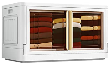 Ergocar Scatole Immagazzinaggio Plastica Pieghevole, Impilabili Scatola Organizer con Coperchio e Ruote Nella, Doppia Apertura, Durevole Scatole per Auto, Armadi, Ufficio