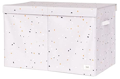 3 Sprouts Spielzeugkiste mit Deckel – Aufbewahrungsbox für Kinderzimmer, Spielzeugtruhe und Spielzeugbox für Kinder - Terrazzo Hellgrau