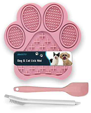Lick Mat for Dogs and Cats, Premium Lick Pad with Suction Cups,Dog Slow Feeder Dowl Mat for Bathing Grooming Nailing Trimming, Food-Grade, Non-Toxic (Pink)