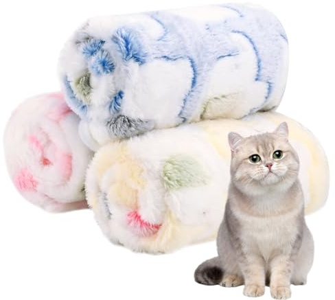 Jodsen 3 Piezas Manta para Gatos y Perros,60 * 40 cm Mantas Suaves para Perros,Manta Lavable para Cachorros,Lindo Mantas para Mascotas,Manta para Pequeño Perros Gatos Mascotas