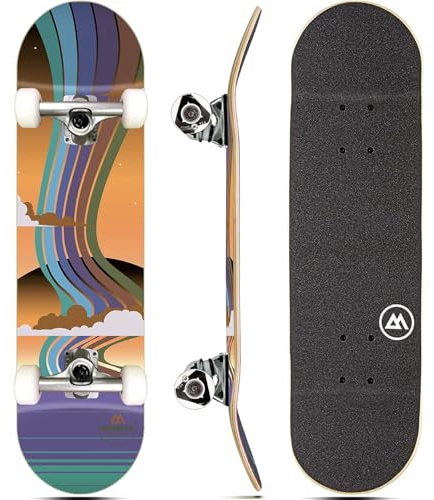 Magneto Complete Skateboard | Maple Wood | ABEC 5 Bearings | Double Kick Concave Deck | Kids Skateboard Cruiser Skateboard | Skateboards for Beginners, Teens & Adults (Free Stickers Included)