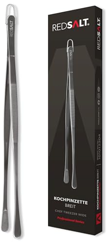 REDSALT® Premium Kochpinzette 30cm lang | INOX 18/10 Edelstahl rostfrei spülmaschinenfest | Profi Koch Zange Pinzette für Lebensmittel Küche Grill Gastro | Gourmetzange Küchenpinzette Grillpinzette