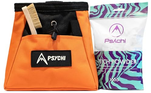 Psychi OG Chalk Bucket Bag Starter Pack Bundle for Rock Climbing Bouldering Gym (Light Orange)