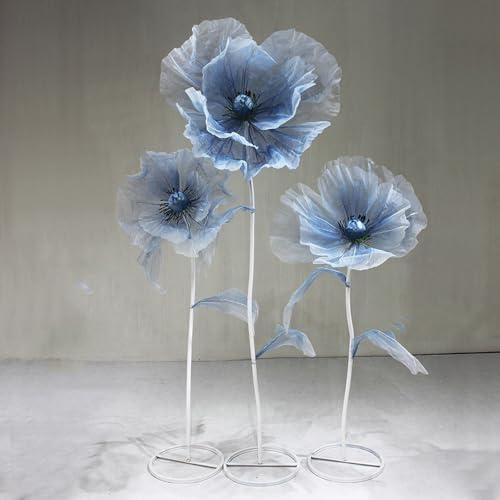 Bubinblau Blu,B, Decorazione Floreale Enorme in Seta Artificiale da 170 cm/5,6 Piedi, Fiori di Rosa Giganti, Grandi Fiori Finti con Base in Metallo, Decorazioni per Feste di Matrimonio