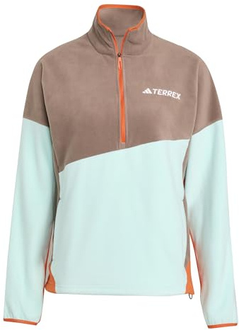 adidas Kvinnor Terrex Multi CLIMAWARM Fleece Anorak, trace brown/semi flash aqua/semi impact orange, S