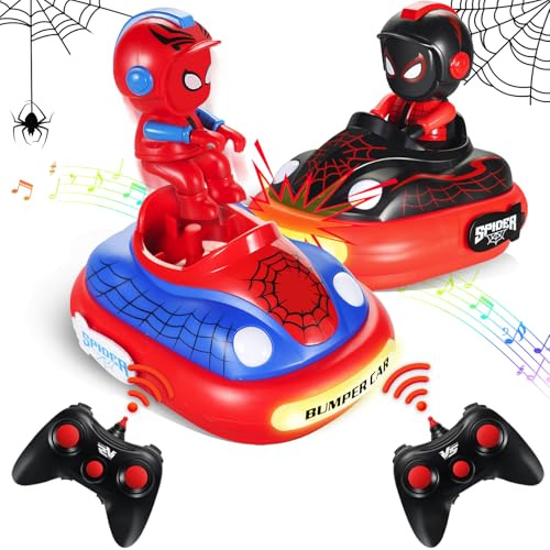 Ferngesteuertes Auto 2 Stück Spider Autoscooter Ferngesteuert Auto mit Musik und LED-Licht, RC Spielzeug für 3 4 5 6 7 8 Jahre Geschenk Jungen Mädchen, Ostern Geburtstags Geschenke für Kinder 3+