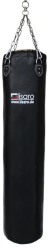 Lisaro Profi Boxsack/Sandsack 120cm | geeig. für Jede Sportart | Ca. 35-38 kg | gefüllt/ungefüllt | inkl. Vierpunkt - Stahlkette | Material Kunstleder (Vinyl) | Studioqualität (ungefüllt)