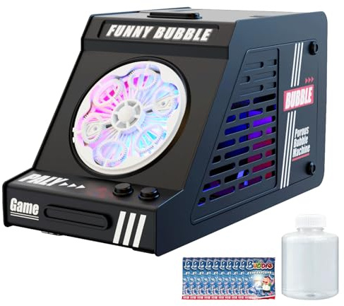PANACARE Automatische Seifenblasenmaschine, Tragbare Seifenblasenmaschine 10000+ Große Blasen mit 10 Seifenblasenlösung/Licht/Akku, Bubble Machine für Kinder&Erwachsene Hochzeit/Geburtstag//Party