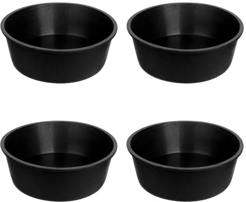 4 Pcs Rubber Feed Pan, 4 Quart 10.6 x 4.1 Inche Livestock Feeding Bucket, Dust Bath Container, Durable Utility Bowl for Horse Cats Dogs Chickens Ducks Goats Pigs and Farm Small Animal.