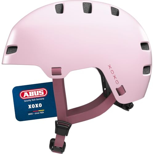 ABUS Casco da bicicletta XOXO - Casco da città in stile skater - Casco per skateboard, bicicletta, monopattino - con imbottitura ottimizzata per il mento - per adolescenti e adulti - taglia L, rosa