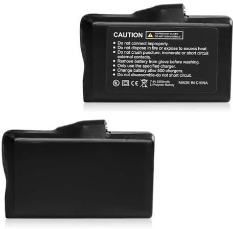 Set di 2 Batterie Ricaricabili ai Polimeri di Litio di Ricambio Per Guanti Riscaldati, Giacche, Calzini, Gilet, 7,4V 5200mAh