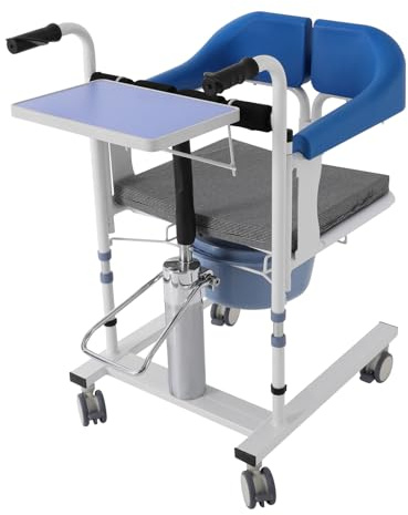 MIUKYUI Hydraulischer Patient Lift Transferstuhl Krankenfahrstuhl Wheelchair Mit 220 lbs Traglast Höhenverstellbarer Hydrauliksystem Und 4 TPE Rädern Inklusive Bremsen Für Sichere Senioren Pflege