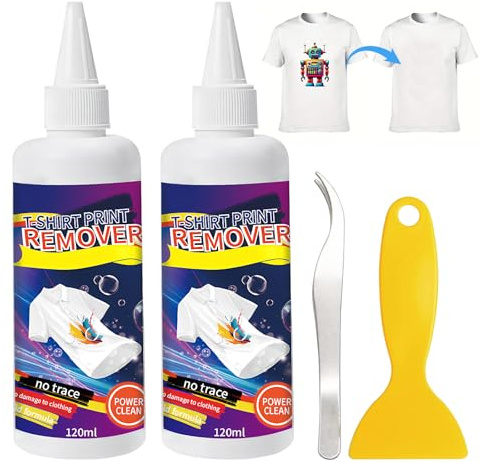 Lot de 2 détachants de flocage pour coins d'impression, doux et non irritant, forte adhérence sans laisser de traces, pour éliminer les erreurs d'impression sur les textiles, 120 ml
