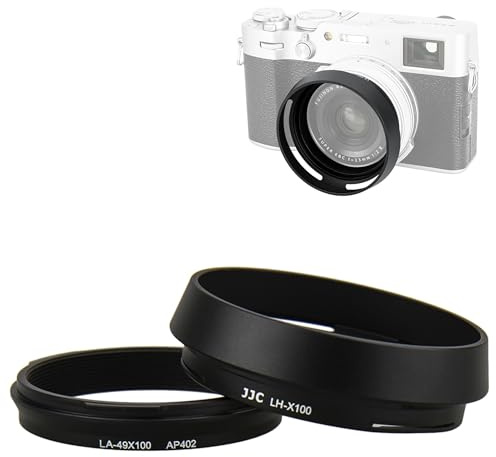 JJC Metal Lens Hood Shade Protector with 49mm Filter Adapter Ring for Fujifilm X100VI X100V X100F X100T X100S X100 X70 Replaces Fujifilm LH-X100 Lens Hood & AR-X100 Filter Adapter Ring/Black
