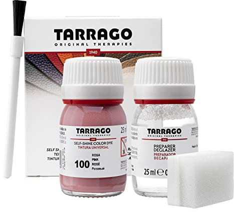 Tarrago | Self Shine Dye Dye Kit 25 ml | Self-polishing dye for shoes, accessories and preparer | Covers scratches and wear of footwear | Pink (100)