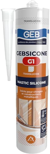 GEB Gebsicone G1 Mastic silicone pour vitrages et constructions métalliques. Excellent adhérence, résiste aux températures extrêmes et aux UV. 310ml - Translucide