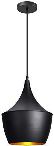 iDEGU Pendellampa E27 taklampa svart industriell vintage hängande lampa retro metallhängande lampa (typ B 23 cm)