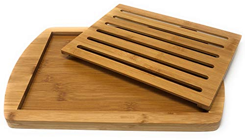 MGE - Tagliere Pane con Raccoglibriciole - Taglieri Grandi in Legno - Taglia Pane - Griglia Estraibile Raccogli Briciole - Tagliere per il Pane - Legno - 36 x 25 cm
