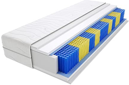 Godre Landa Multitaschen 9-Zonen Federkernmatratze 200x220 cm, Härtegrad H3 -mittelhart, Schaumstoff - mit gestepptem Bezug - Matratze, Taschenfederkernmatratze -17 cm Höhe, Hypoallergen