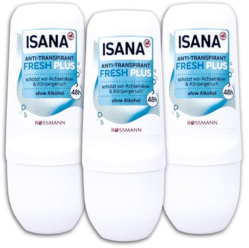 3-pack ISANA anti-perspirant roll-on Fresh Plus Deoroller 3 x 50 ml