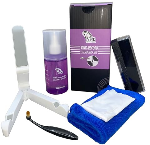 5 in 1 Vinyl Record Cleaner Kit - Includes Ultra-Soft Velvet Brush, XL Cleaning Liquid Spray, Turntable Stylus Cleaning Gel - plus 2 small brushes by Vision Media®