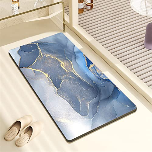 LZRYYBZ Tapis de Bain en Pierre de Diatomite Antidérapant Anti-Moisissure à Séchage Rapide - Fil d'Or Marbre en Pierre Absorbant en Caoutchouc 40x60cm