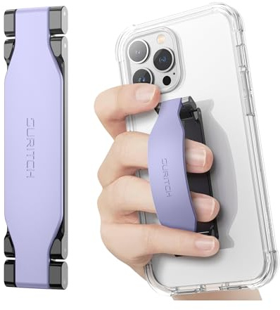 SURITCH Phone Grip Strap Finger Loop Holder for Back of Phone, 2-in-1 Soft Silicone Gripper Kickstand for iPhone Samsung and Most Cell Phone Cases, 3.94 Purple