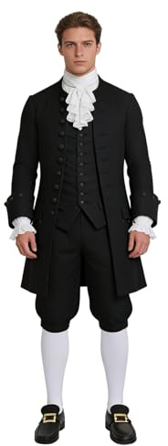 BPURB Pantaloni coloniali da uomo con calzini bianchi al ginocchio e fibbia per scarpe d'oro Costume medievale da pirata Cosplay Pantaloni rinascimentali