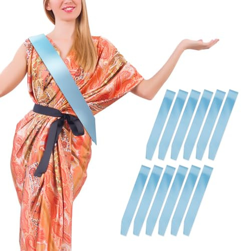 Diy Plain Satin Sash,Blank Satin Schärpen,12 Stück Party To Be Plain Sash,Blanko-Schärpen Für Junggesellinnenabschied,Blanko,Plain Pale Blue Single-Layer Satin Sash For Diy Decoration,30 Jahre Schärpe