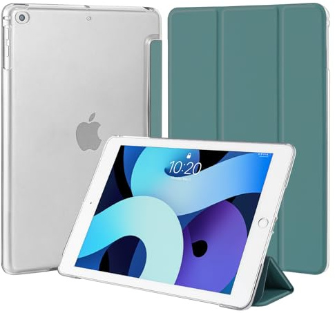 4UBonLife Custodia per iPad 6a /5a Generazione 9,7 Pollici 2018/2017, per iPad Air 1 2013/Air 2 2014 Cover Protettiva Rigida, Sottile e Leggera con Traslucida Posteriore Opaca Cover, Verde Notte