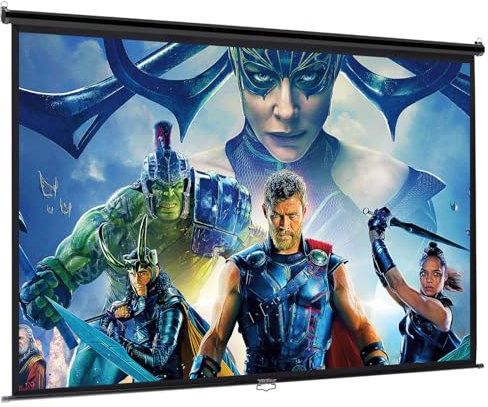 INMOZATA Pull Down Projector Screen 84 inch/186x105cm Wall & Ceiling Mounted HD Projection Screen with 16:9 Ratio Matte White Screen for Home School Cinema Theater Outdoor Indoor Public Display-Black