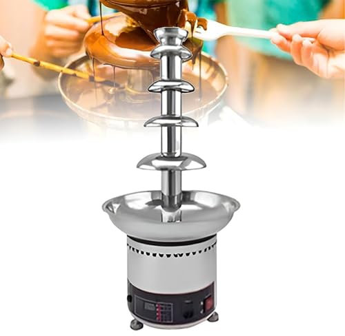 RayGenius Chocolate Fountain, Stainless Steel Chocolate Fondue Waterfall with Temperature Control, Sauce Melting Pot Perfect for Cheese, BBQ Sauce, Fruit。,7Layers